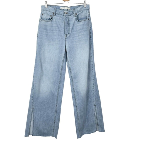 GRLFRND Blue Markie Extra Wide Low Rise Slit Hem Jeans - Picture 6 of 15